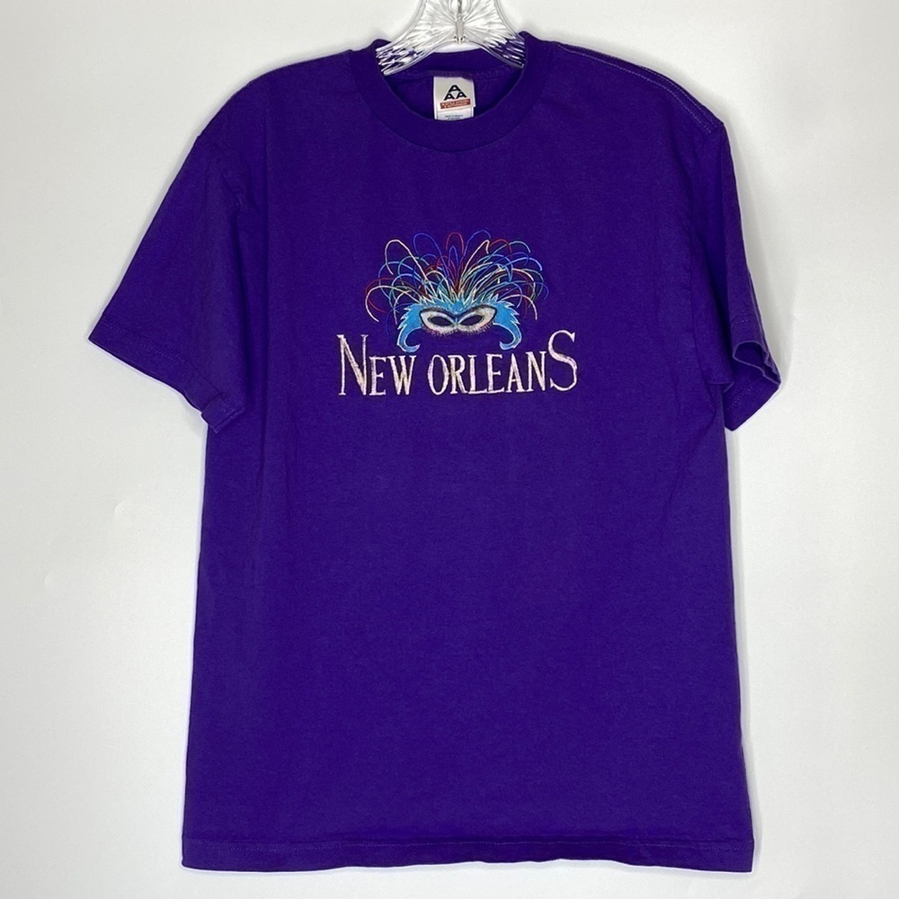 Vintage Alstyle Apparel New Orleans Embroider Blue Short Sleeve Tshirt Medium